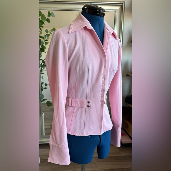 Vintage 90s Y2K Vertigo Light Baby Pink Button Up Shirt Jacket Size S - Picture 4 of 15